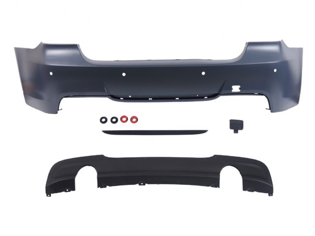 BMW 3 SERIES  E90 REAR BUMPER COVER W/PDC HOLE W/ ASS'Y W/ DUAL OUTLET DIFFUSER