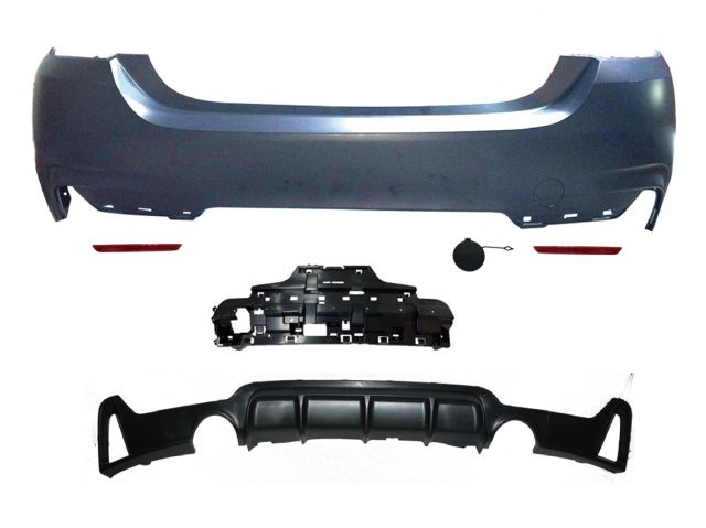 BMW 4 SERIES F33 REAR BUMPER  ASS'Y W/O PDC HOLE W/ TWIN OUTLET (0--0) 
