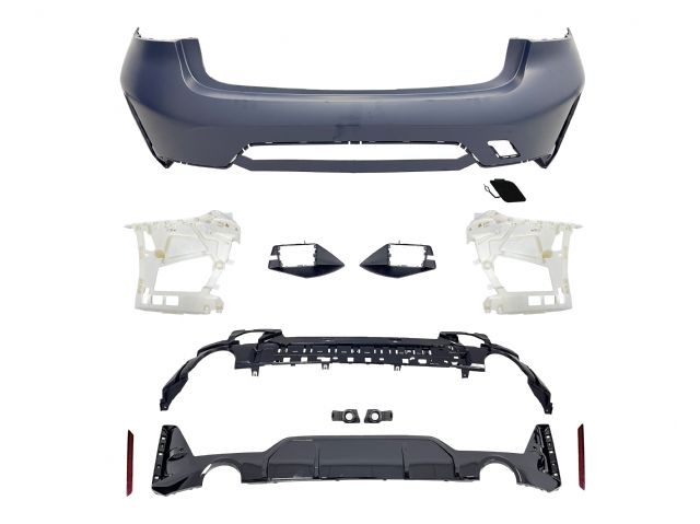 BMW 3 SERIES  G20 REAR BUMPER ASSY W/O PDC W/ SMALL DUAL 0-0  DIFFUSER