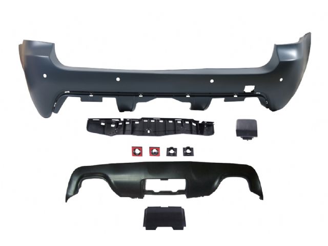 BMW 5 SERIES  E61 REAR BUMPER COVER W/ P,D,S(18MM) , HOLE + TOW + TOW HOOK SPOILER 00--00