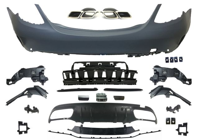 M. BENZ C-CLASS  W205 AMG C63/C43 R/B ASSY W/ PDC HOLE W/ TWIN DIFFUSER W/ END TIPS